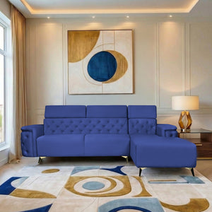 Rome 6 Seater Sofa Set Right Corner- ( Plush Suede - Blue )