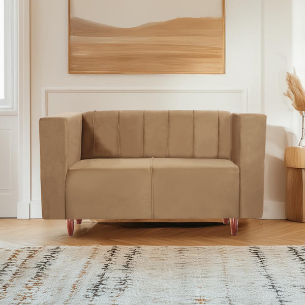 Sydney 2 Seater Sofa- ( Plush Suede Fabric- beige )