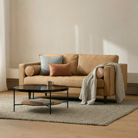 vienna 2 seater sofa leatherette fabric taos brown copy