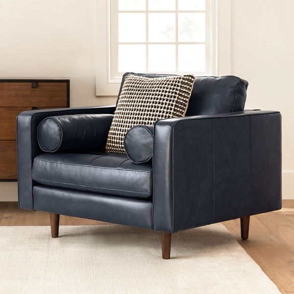 Vienna 1 Seater Sofa- ( Leatherette Fabric - Blue )