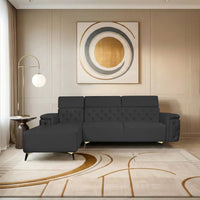 rome 6 seater sofa set left corner plush suede black