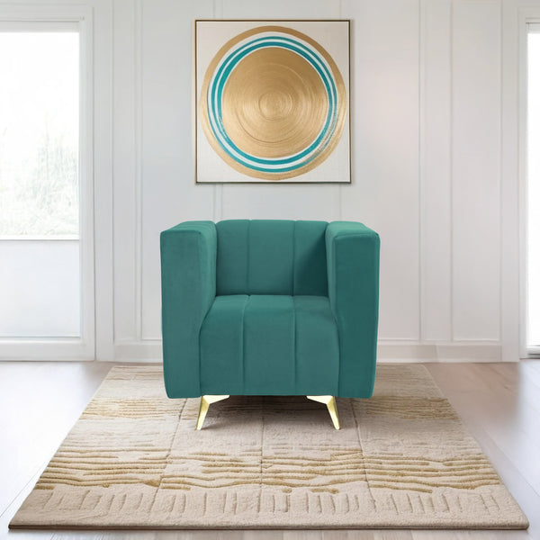Tokyo Icon 1 Seater Sofa- ( Plush Suede Fabric- Teal )