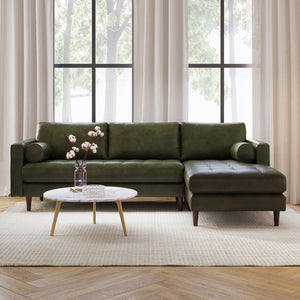 Vienna 6 Seater Sofa Right Corner - ( Leatherette Fabric - Green )