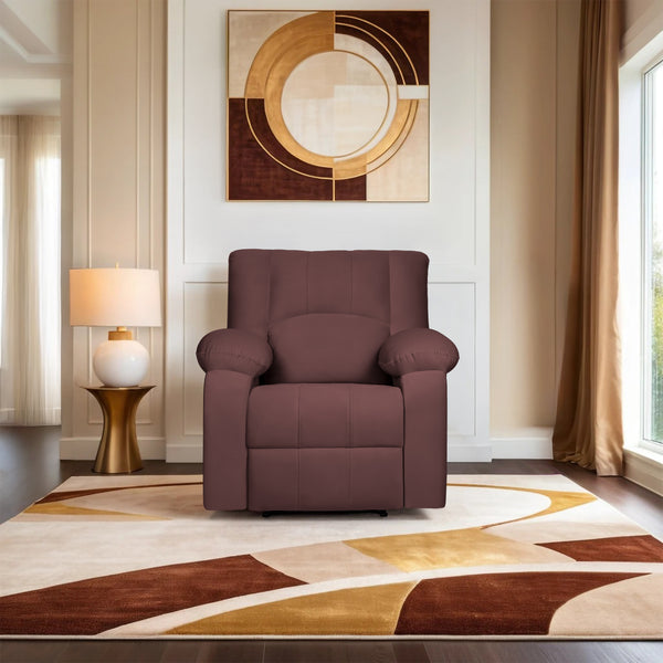 Phoenix Icon 1 Seater Recliner – ( Spacious, Luxurious & DIY-Friendly, Plush Suede - Brown )