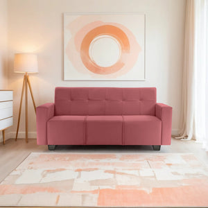 London 3 Seater Sofa- ( Plush Suede Fabric- Peach )