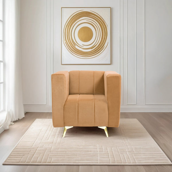 Tokyo Icon 1 Seater Sofa- ( Plush Suede Fabric- Beige )