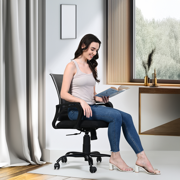 Blaze Mid-Back Office Chair – Ergonomic, Durable & Versatile (Grey)