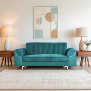 Venice 3 Seater Sofa- ( Plush Suede Fabric- Teal )