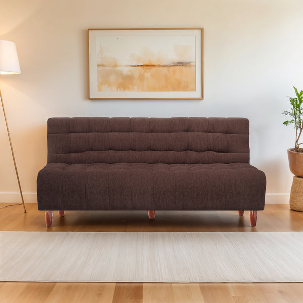 Florida Neo 3 Seater Wooden Sofa Cum Bed - ( Premium Molfino Fabric- Brown )