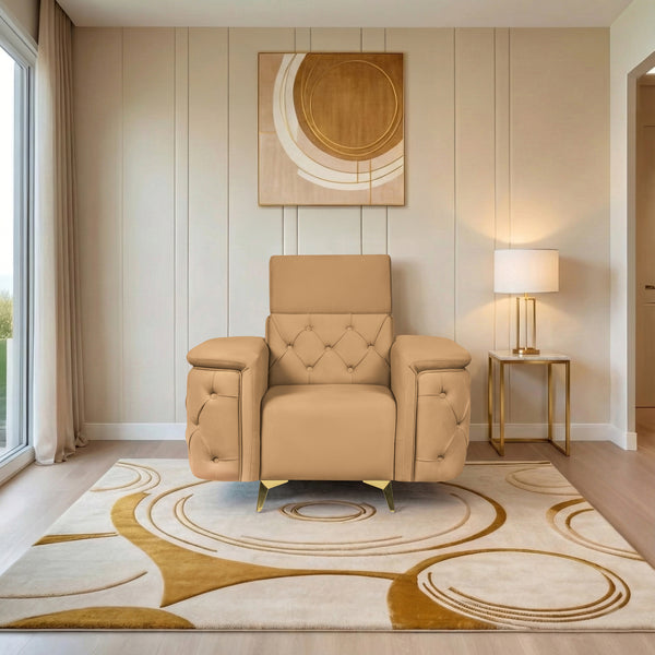 Rome 1 Seater Sofa- ( Plush Suede Fabric- Beige )