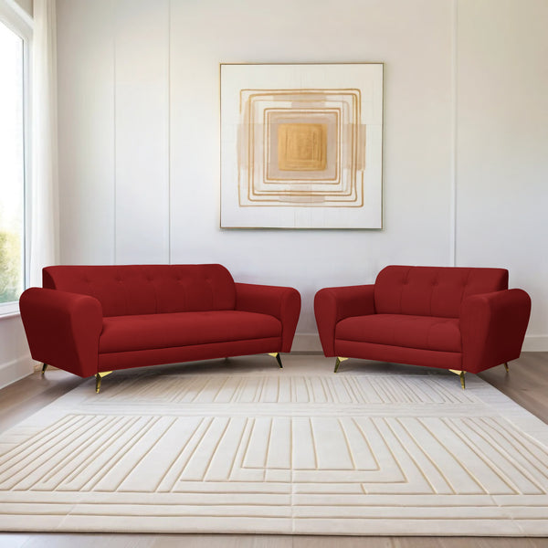Milan Icon (3+2) Seater Sofa- ( Plush Suede Fabric - Maroon )