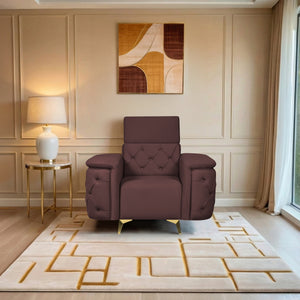 Rome 1 Seater Sofa- ( Plush Suede Fabric- Brown )