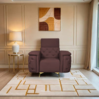 rome 1 seater sofa plush suede fabric brown