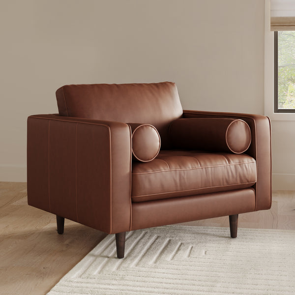 Vienna 1 Seater Sofa- ( Leatherette Fabric - Taos Brown )