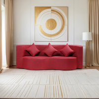 curved flipper x sofa cum bed 3 seater plain cushion jute fabric maroon