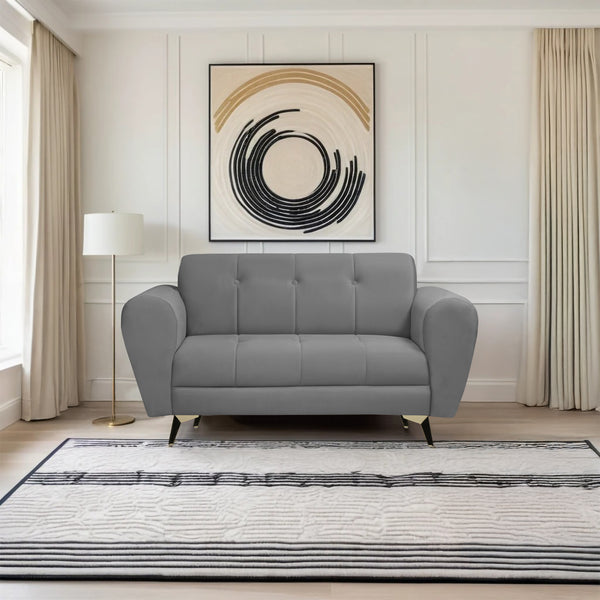 Milan Icon 2 Seater Sofa- ( Plush Suede Fabric- Grey )