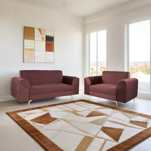 Venice (3+2) Seater Sofa Set- ( Plush Suede Fabric - Brown )