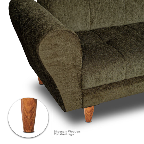Florida Neo 4 Seater Wooden Sofa Cum Bed - ( Premium Molfino Fabric- Beige )