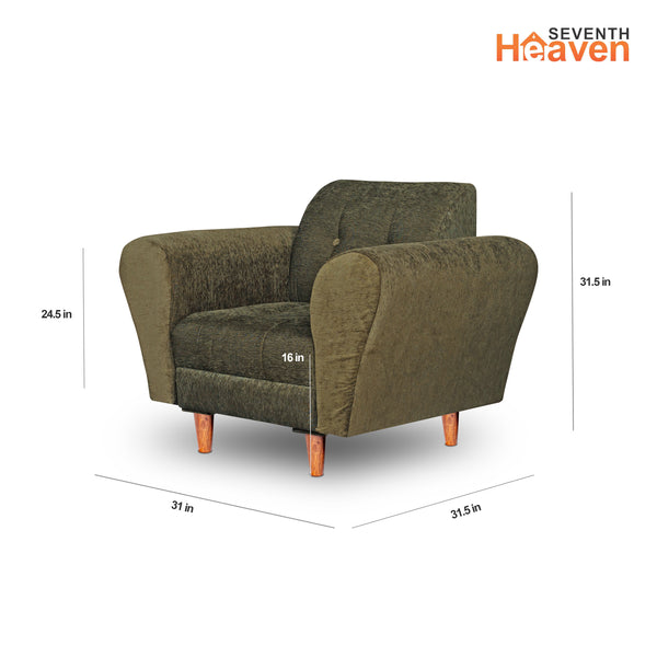 Milan 1 Seater Sofa - ( Premium Molfino Fabric-Green )