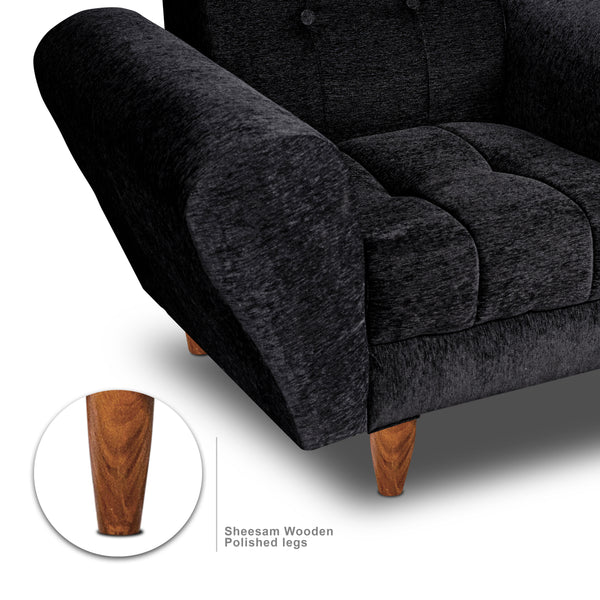 Milan 1 Seater Sofa - ( Premium Molfino Fabric- Black )