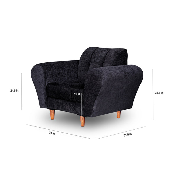 Milan 1 Seater Sofa - ( Premium Molfino Fabric- Black )