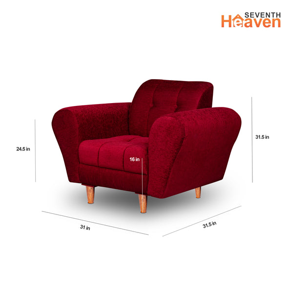 Milan 1 Seater Sofa - ( Premium Molfino Fabric- Maroon )