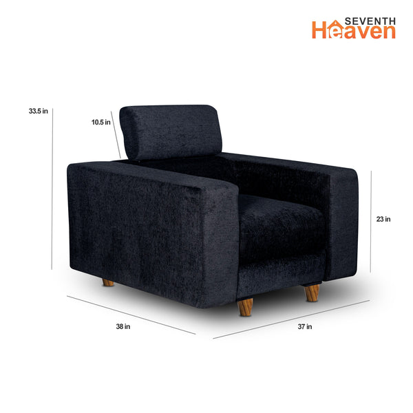 Berlin 1 Seater Sofa- ( Premium Molfino Fabric- Black )