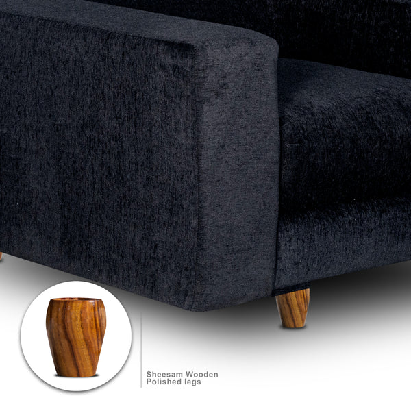 Berlin 1 Seater Sofa- ( Premium Molfino Fabric- Black )