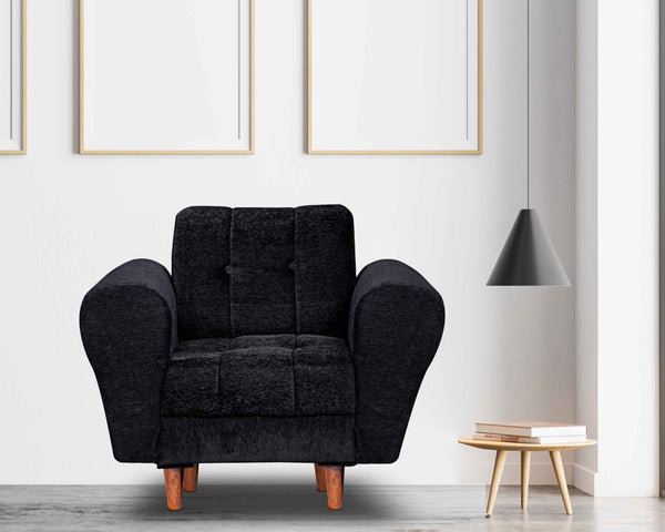 Milan 1 Seater Sofa - ( Premium Molfino Fabric- Black )