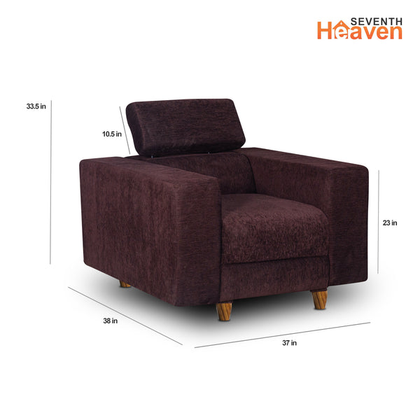 Berlin 1 Seater Sofa- ( Premium Molfino Fabric- Brown )
