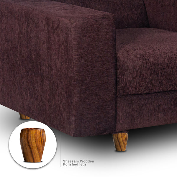 Berlin 1 Seater Sofa- ( Premium Molfino Fabric- Brown )