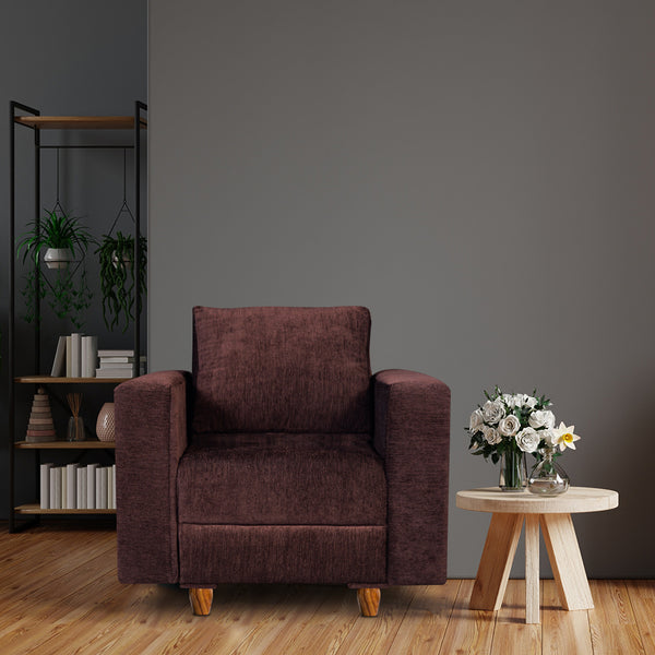 Rio 1 Seater Sofa- ( Premium Molfino Fabric- Brown )