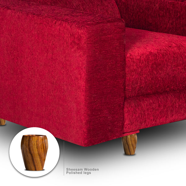 Berlin 1 Seater Sofa- ( Premium Molfino Fabric- Maroon )