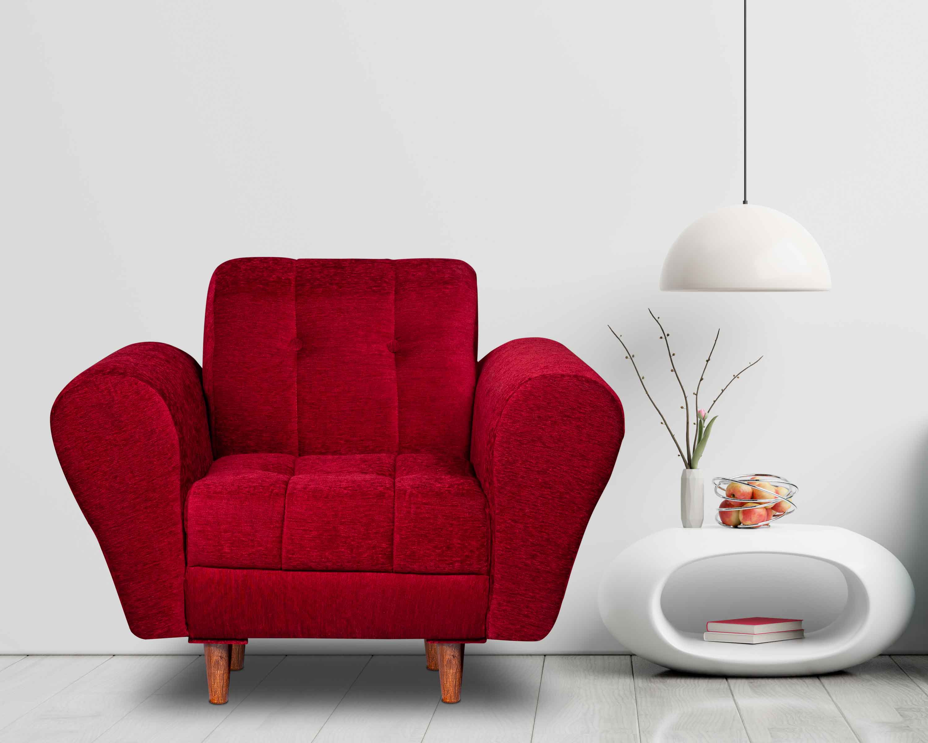 Milan 1 Seater Sofa - ( Premium Molfino Fabric- Maroon )