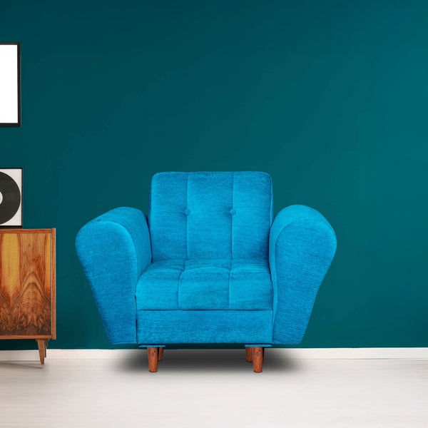 Milan 1 Seater Sofa - ( Premium Molfino Fabric- Sky Blue )