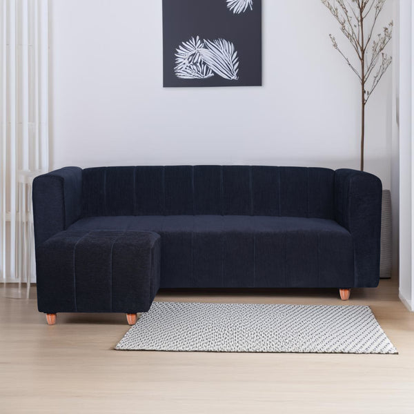 Tokyo 4 Seater Sofa with Ottoman- ( Premium Molfino Fabric- Black )