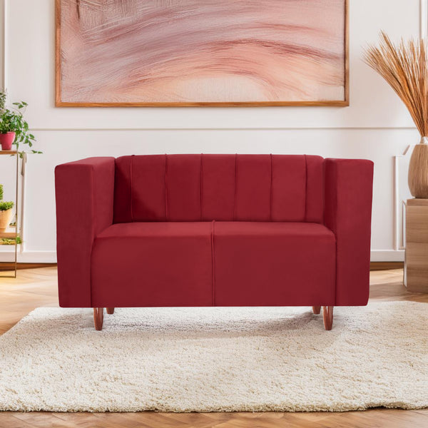Sydney 2 Seater Sofa- ( Plush Suede Fabric- Maroon )