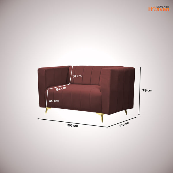Tokyo Icon 2 Seater Sofa - ( Plush Suede Fabric - Brown)