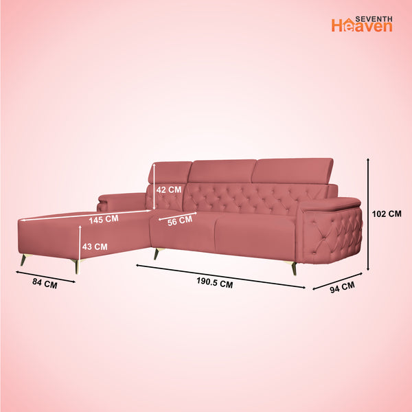Rome 6 Seater Sofa Set Right Corner- ( Plush Suede - Peach )