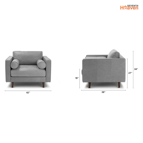 Vienna 1 Seater Sofa- ( Leatherette Fabric - Grey )
