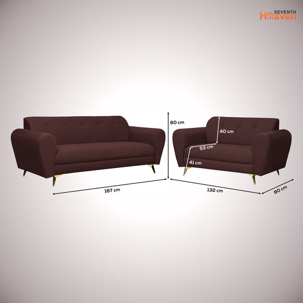 Milan Icon (3+2) Seater Sofa- ( Plush Suede Fabric - Brown)