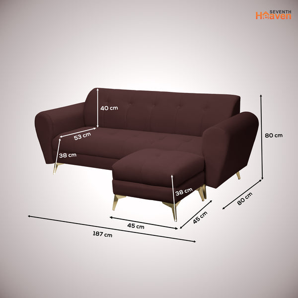 Milan Icon Ottoman 5 Seater Sofa - ( Plush Suede Fabric - Brown )