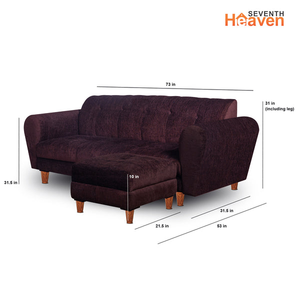 Milan 5 Seater with 2 Ottoman- ( Premium Molfino Fabric- Brown )