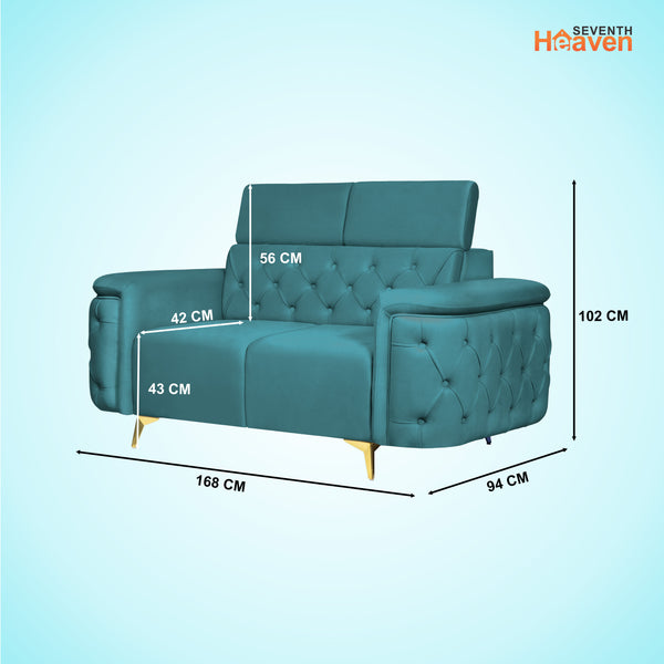 Rome 2 Seater Sofa- ( Plush Suede Fabric- Teal )