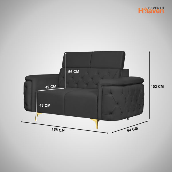 Rome 2 Seater Sofa- ( Plush Suede Fabric- Black )