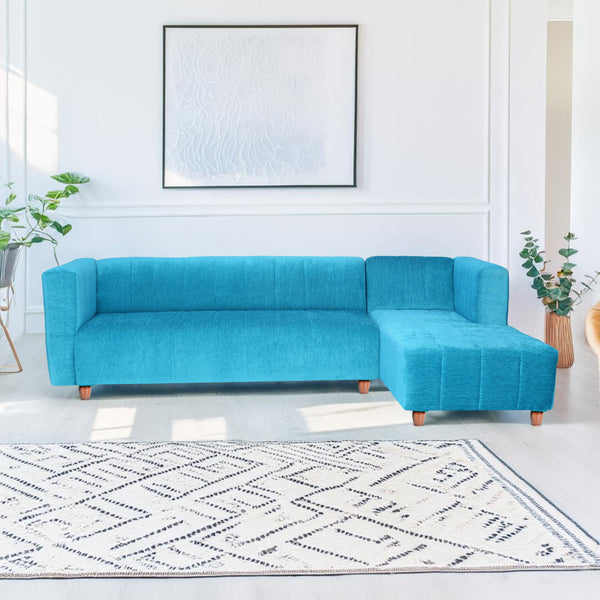 Tokyo 6 Seater Sofa Right Corner- ( Premium Molfino Fabric- Sky Blue )