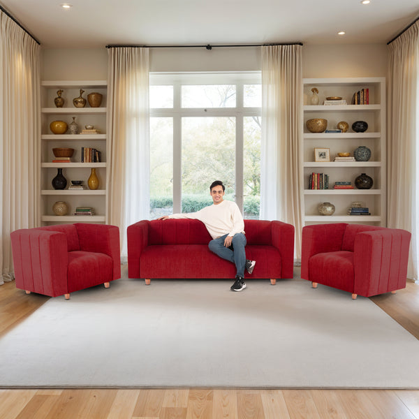 Tokyo 5 Seater Sofa- (3+1+1) ( Premium Molfino Fabric - Maroon)