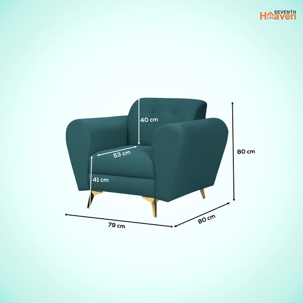 Milan Icon 1 Seater Sofa- ( Plush Suede Fabric- Teal )