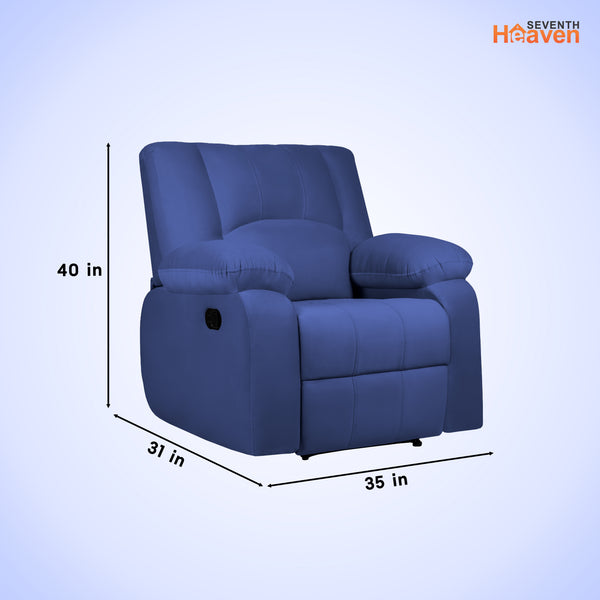 Phoenix Icon 1 Seater Recliner – ( Spacious, Luxurious & DIY-Friendly, Plush Suede - Navy Blue )