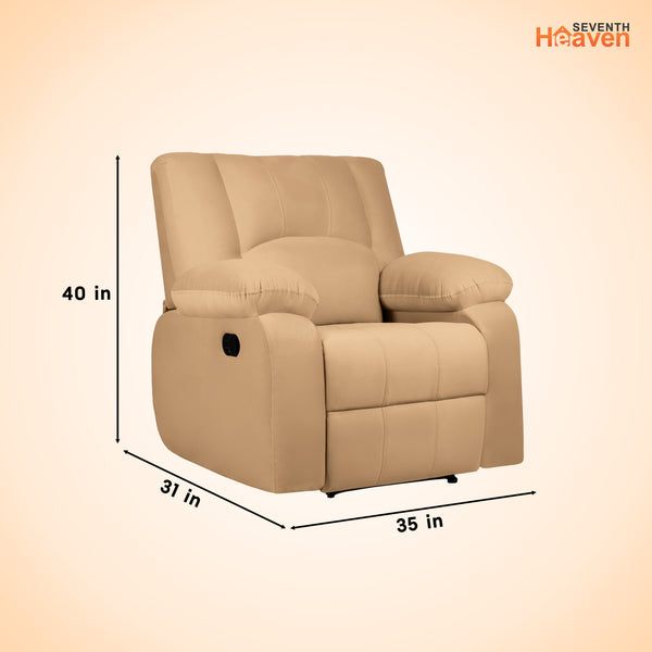 Phoenix Icon 1 Seater Recliner – ( Spacious, Luxurious & DIY-Friendly, Plush Suede - Beige )